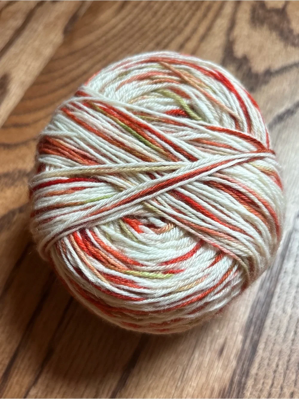 Yarn Fingering Weight Sock 100g Orange White Wool Blend Knit Hand Dyed Indie